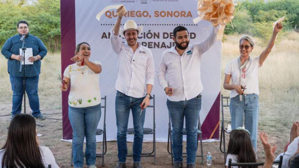 Gobierno de Sonora entrega obra de conducción de drenaje sanitario en Quiriego